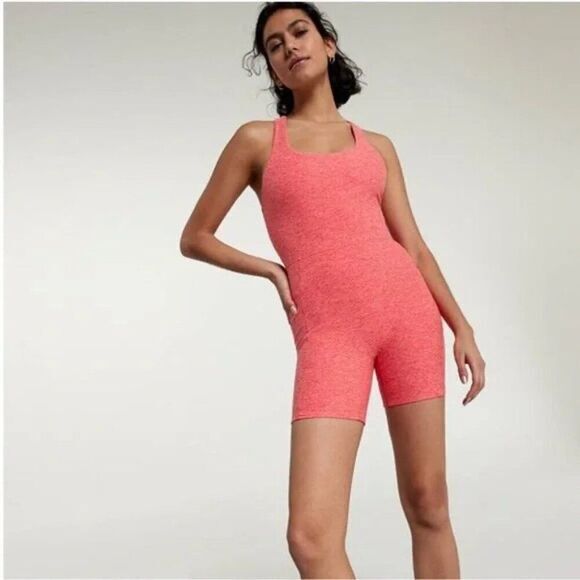 CALIA Women's Aquatic Coral Heather Crossback Strap Lustralux 5” Bodysuit Size M - Picture 2 of 9